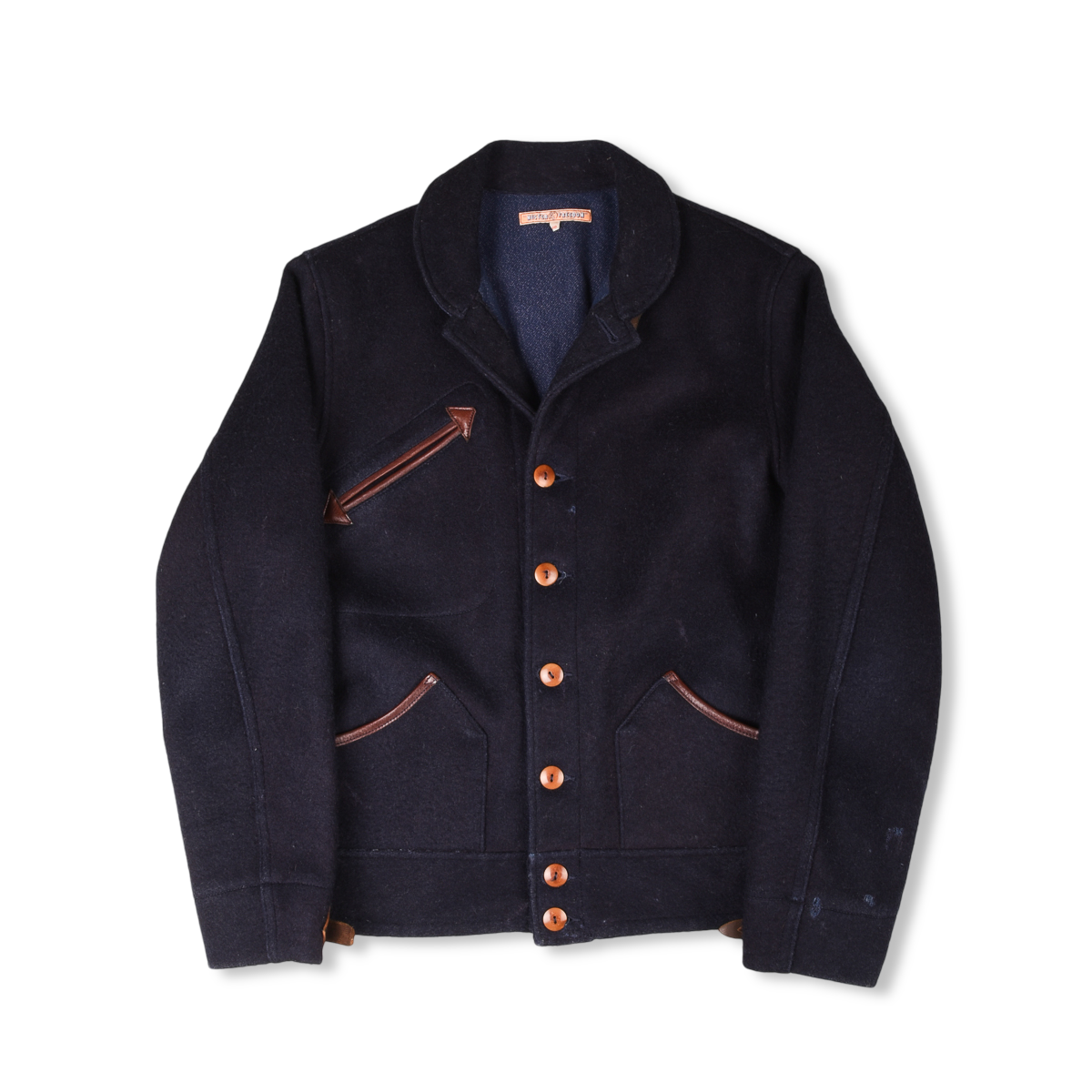 ジャケット・アウター MISTER FREEDOM melton drover blouse Ultra Rare MISTER FREEDOM Indigo Melton Wool DROVER BLOUSE Jacket