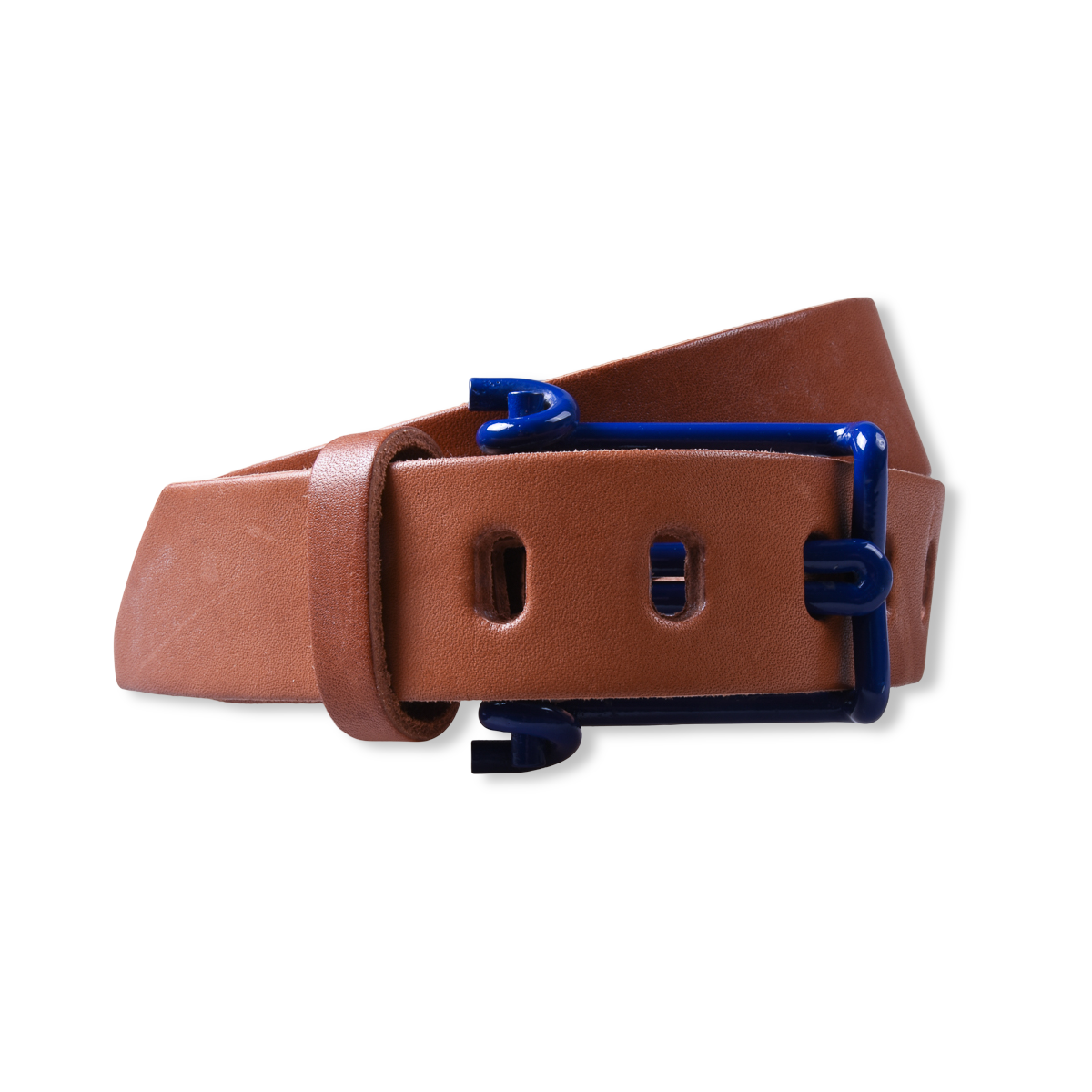 Tender Co. Belt Tan Leather Blue Buckle