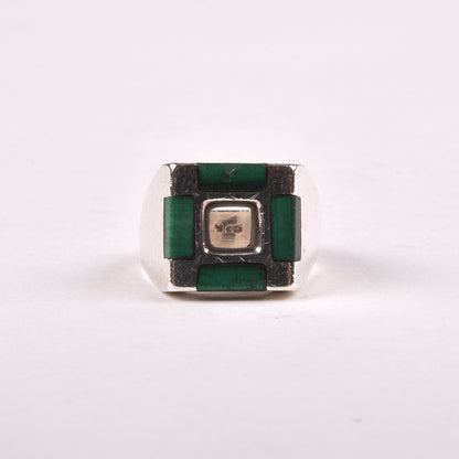 Vintage Mayan Malachite Biker Ring