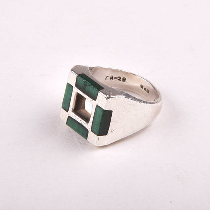 Vintage Mayan Malachite Biker Ring