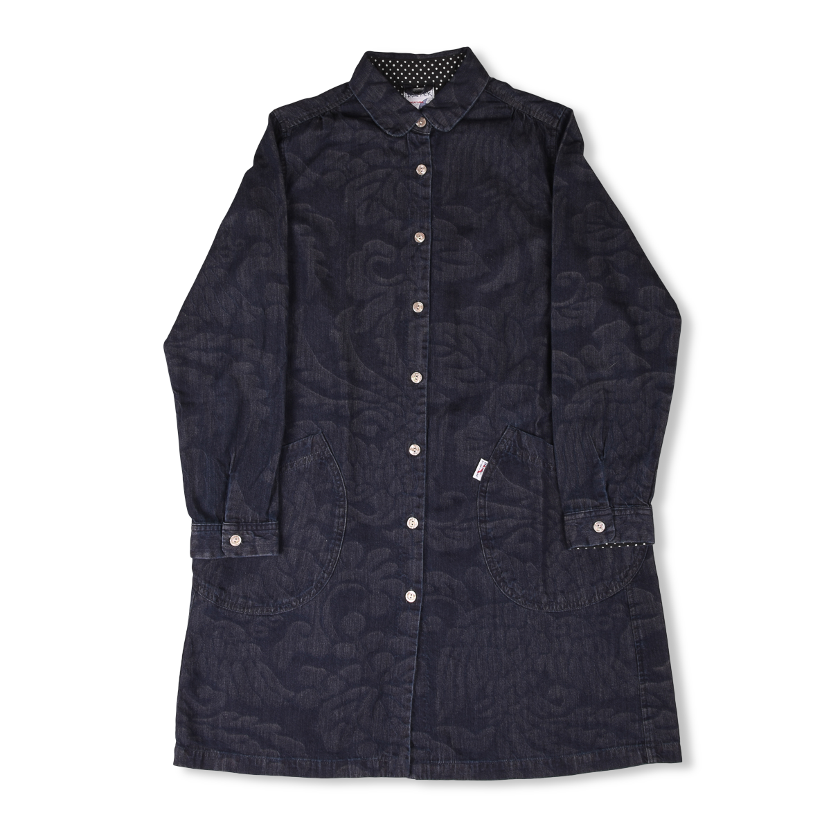 Blue Trick Round Collar Shop Coat