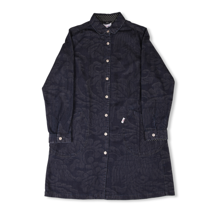 Blue Trick Round Collar Shop Coat