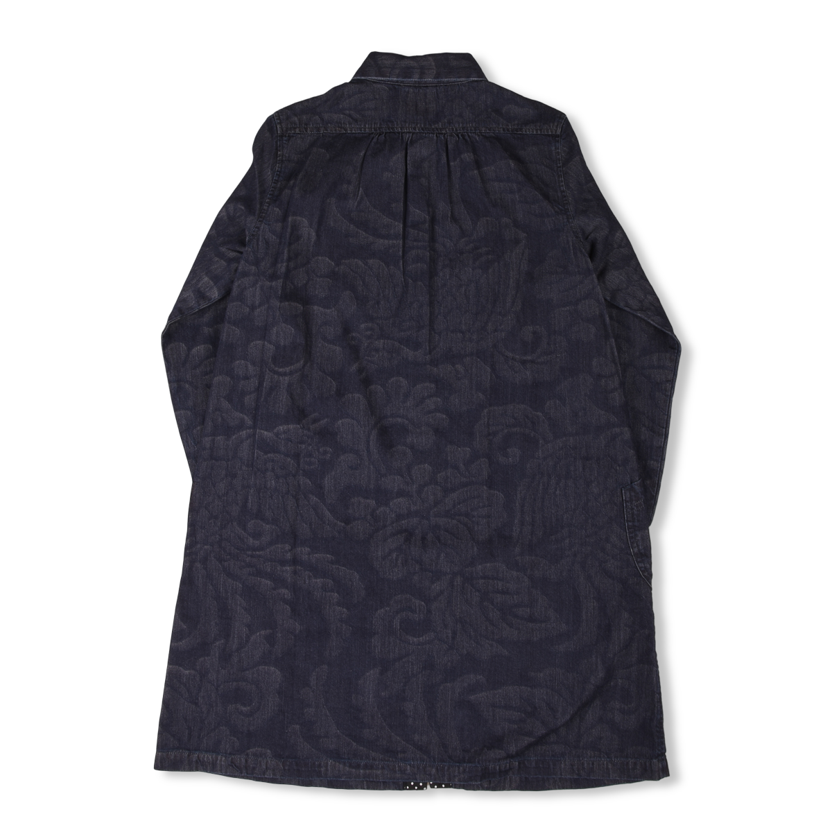 Blue Trick Round Collar Shop Coat
