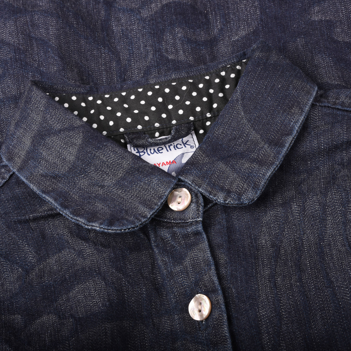 Blue Trick Round Collar Shop Coat