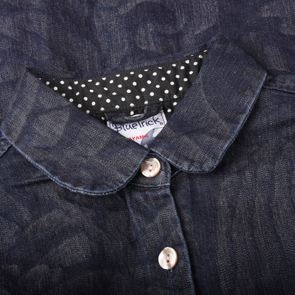 Blue Trick Round Collar Shop Coat
