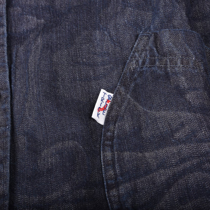 Blue Trick Round Collar Shop Coat