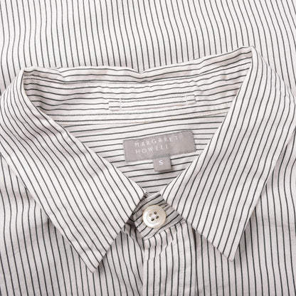 MARGARET HOWELL COTTON/SILK BLACK STRIPE MINIMAL SHIRT