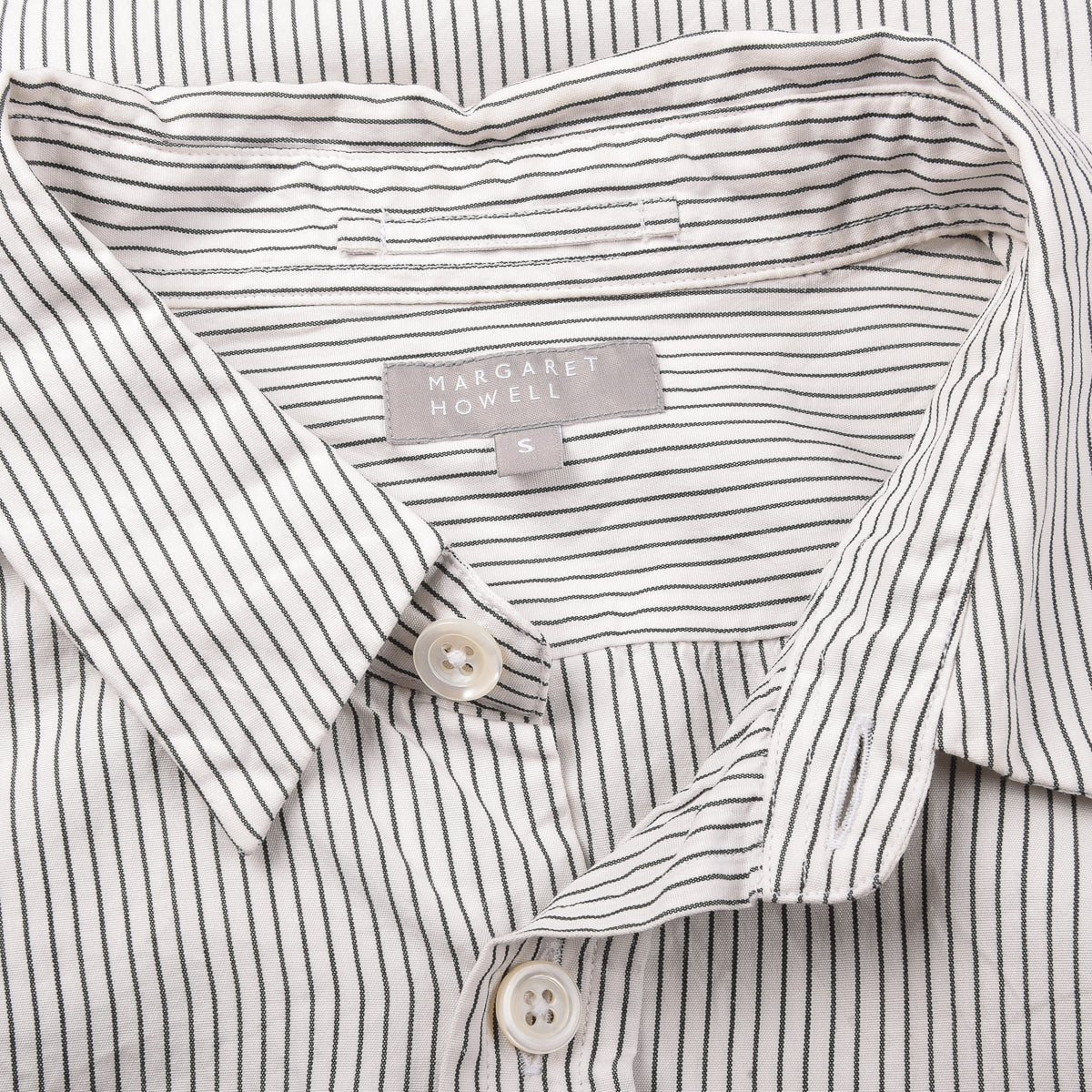 MARGARET HOWELL COTTON/SILK BLACK STRIPE MINIMAL SHIRT