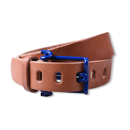 Tender Co. Belt Tan Leather Blue Buckle