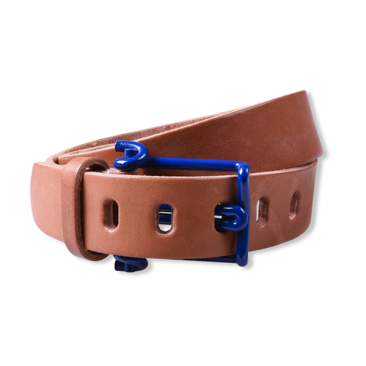 Tender Co. Belt Tan Leather Blue Buckle