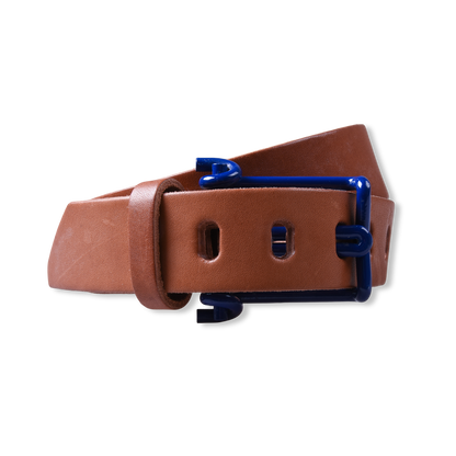 Tender Co. Belt Tan Leather Blue Buckle