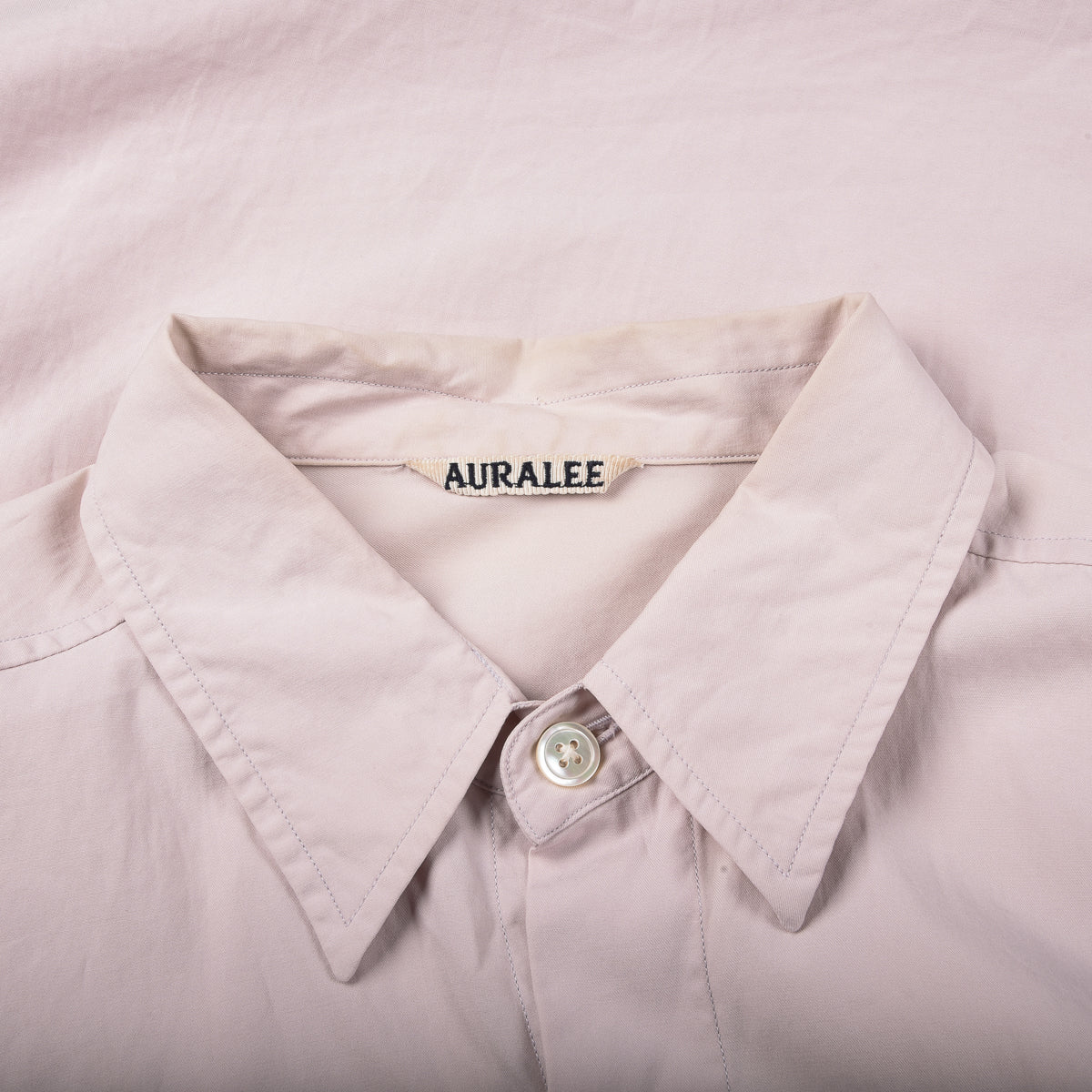 AURALEE  SS COLLAR SHIRT - NATURAL