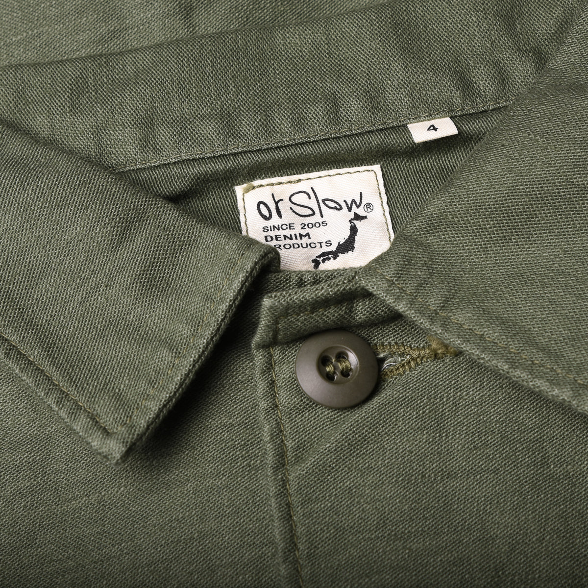 orSlow Reverse Weave Army Fatigue Shirt