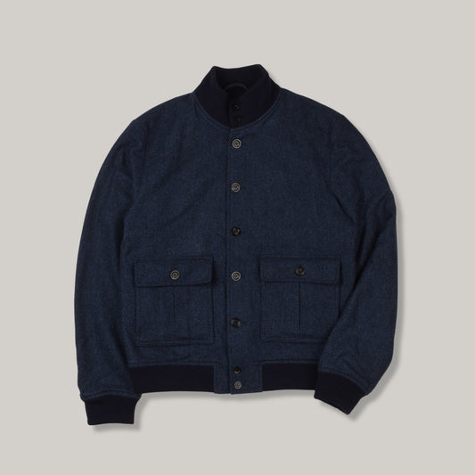 VALSTAR VALSTARINO BOMBER JACKET - NAVY HERRINGBONE