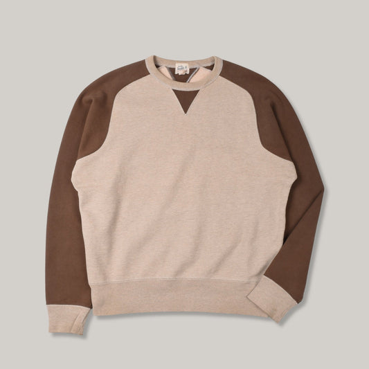 RRL SADDLE RAGLAN SWEAT - BROWN/ BEIGE