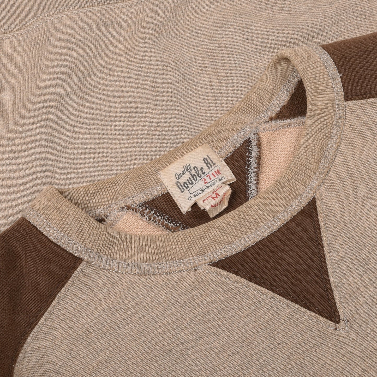 RRL SADDLE RAGLAN SWEAT - BROWN/ BEIGE