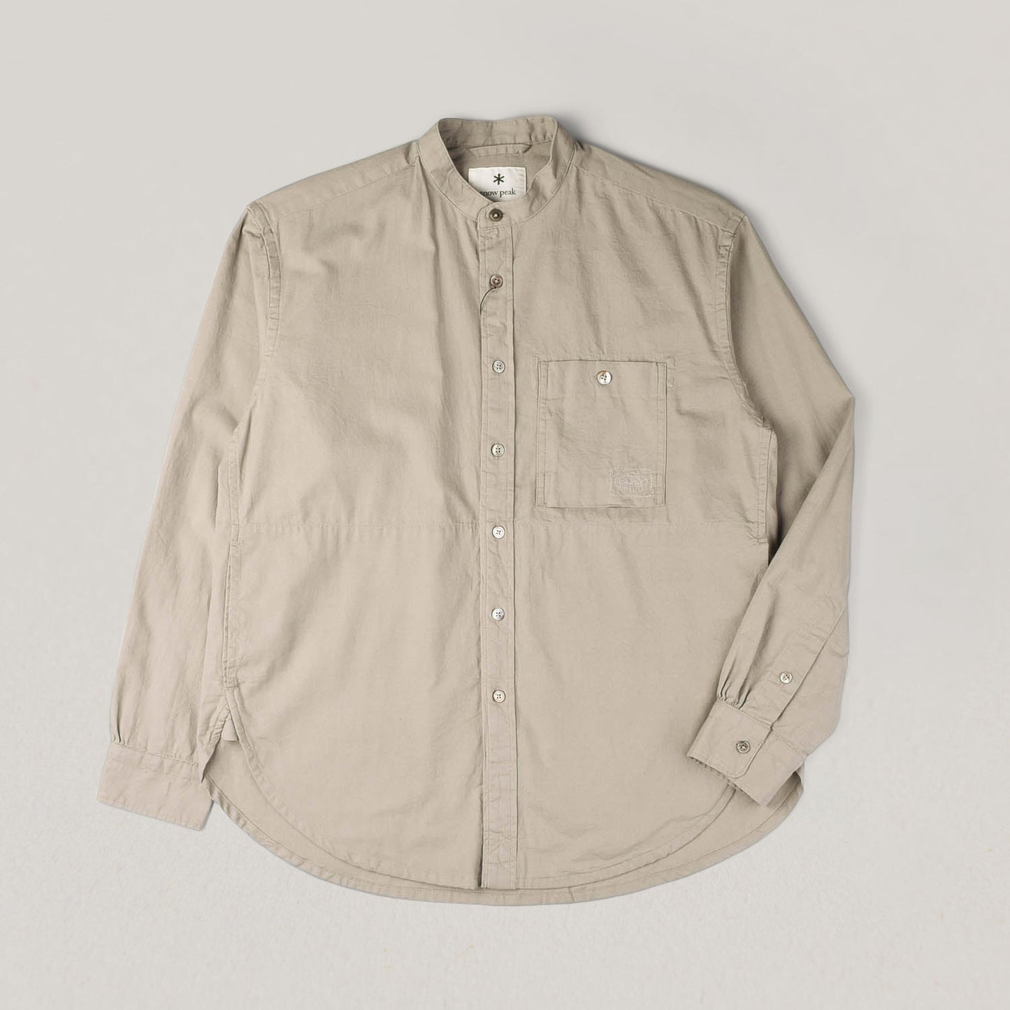 SNOW PEAK OG POPLIN STAND COLLAR SHIRT - BEIGE