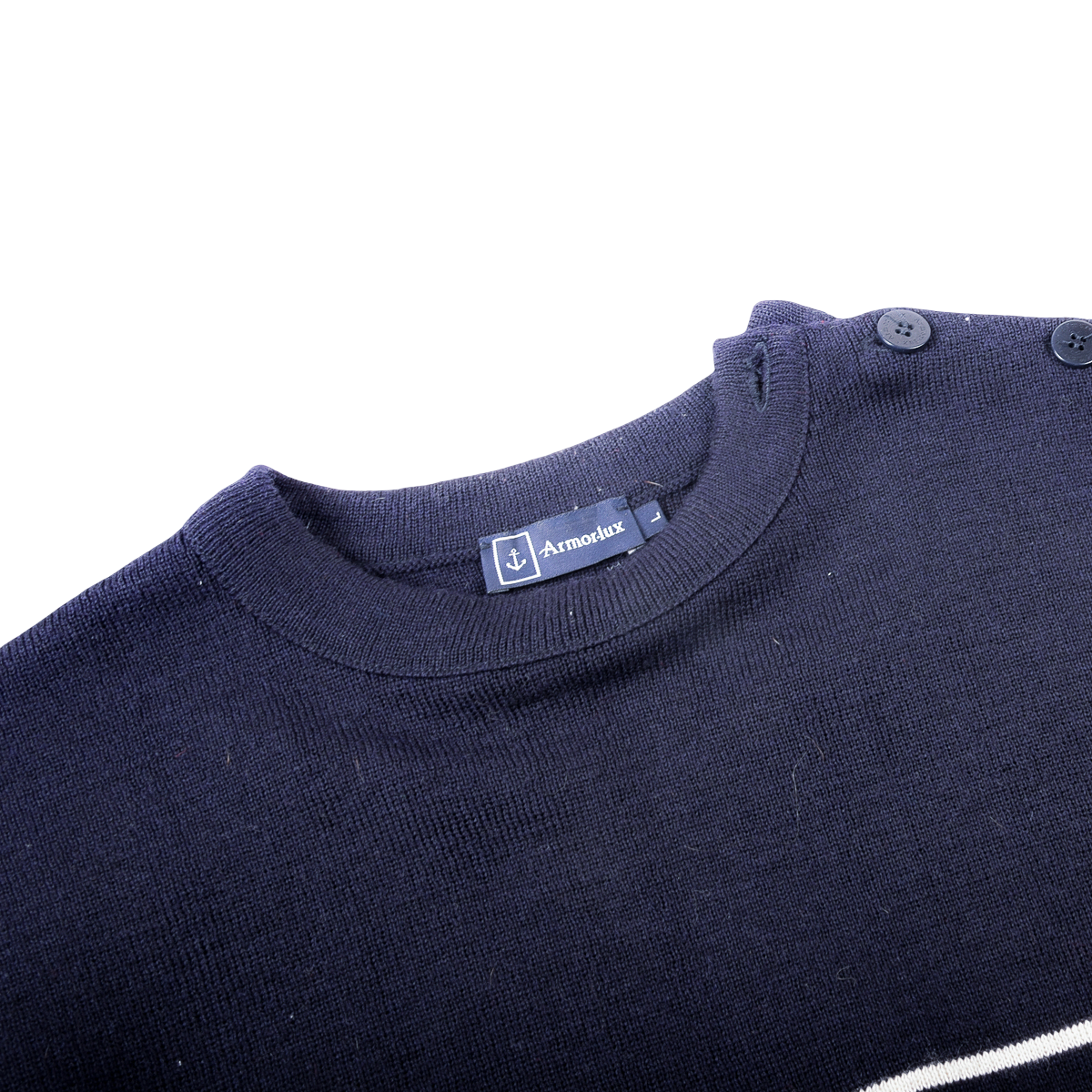 Armor Lux Fishermsn Wool Jumper Navy White Stripe