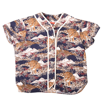 W’Menswear Japanese Tiger Design Baseball Jersey