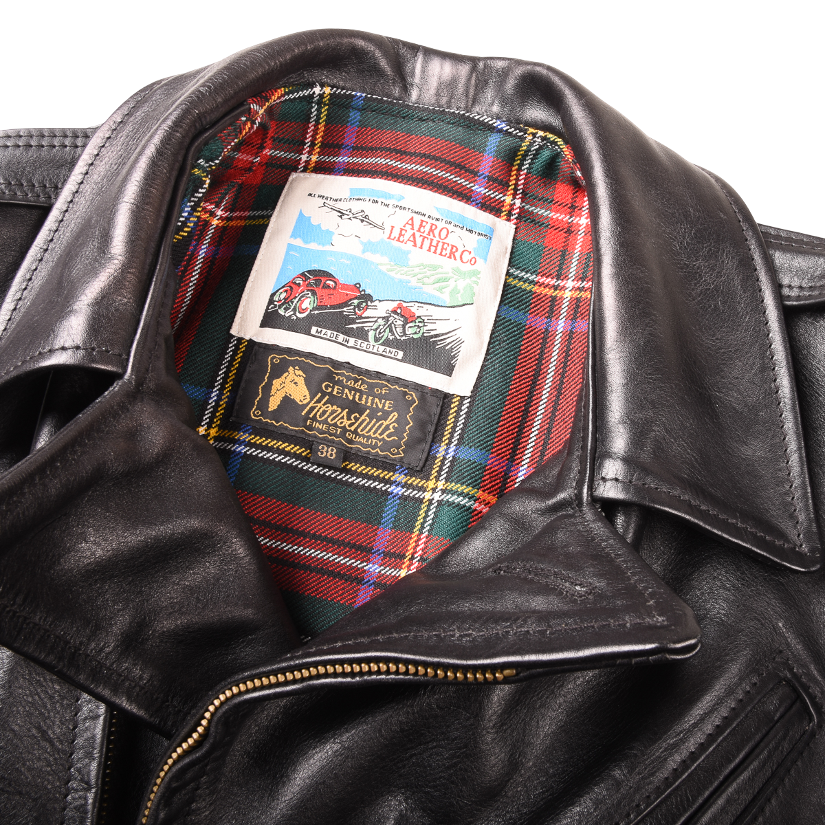 Aero '1950'S Half-Belt' Horsehide Leather Motorcycle Jacket  Made in Scotland