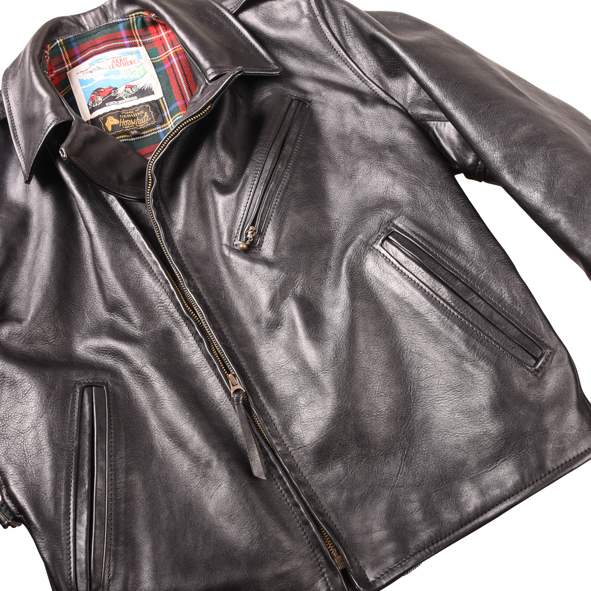 Aero '1950'S Half-Belt' Horsehide Leather Motorcycle Jacket  Made in Scotland
