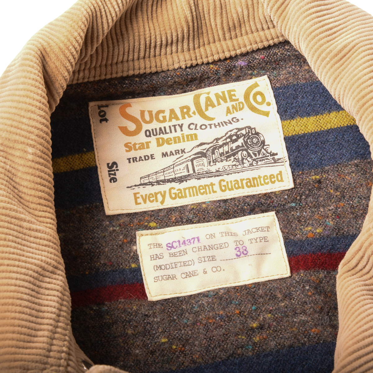 Sugar Cane Corduroy Work Coat Beige Size