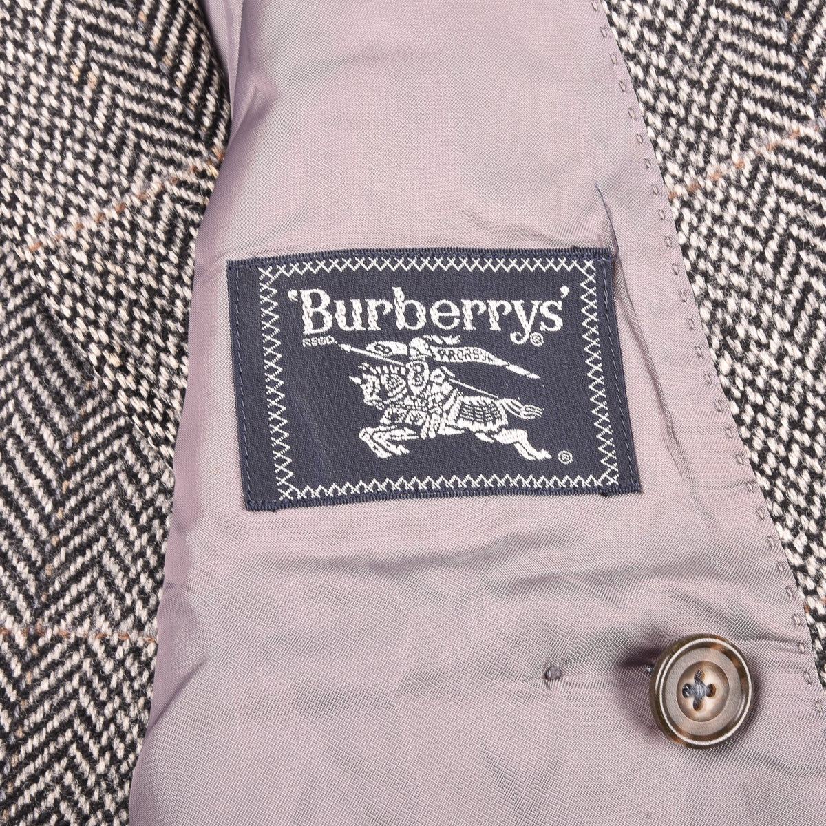 Vintage Unisex Double Breasted Burberrys Jacket 80s Herringbone