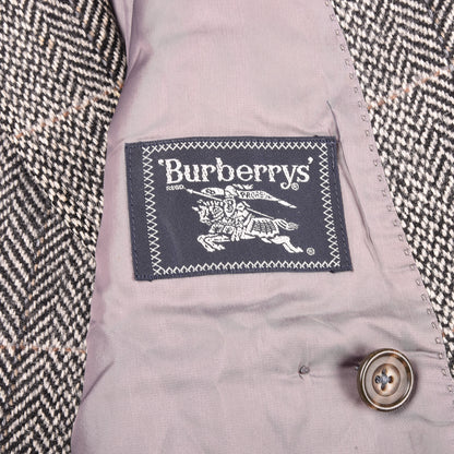 Vintage Unisex Double Breasted Burberrys Jacket 80s Herringbone