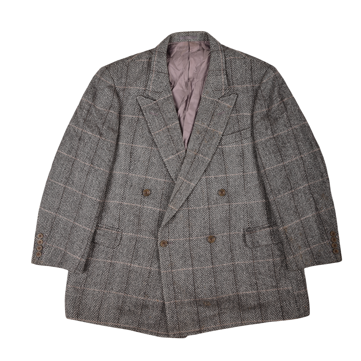 Vintage Unisex Double Breasted Burberrys Jacket 80s Herringbone