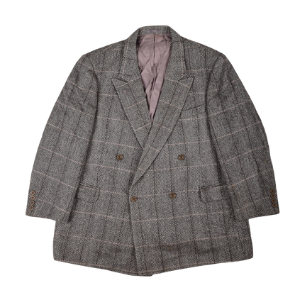 Vintage Unisex Double Breasted Burberrys Jacket 80s Herringbone