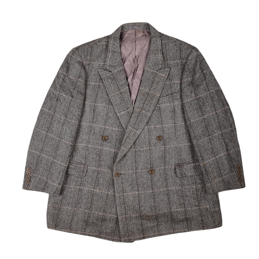 Vintage Unisex Double Breasted Burberrys Jacket 80s Herringbone